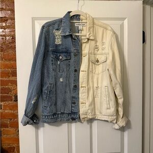 Two-Tone Denim Jacket - Blue and White